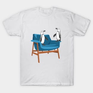 African Penguins Meet up on a Vintage Chair T-Shirt